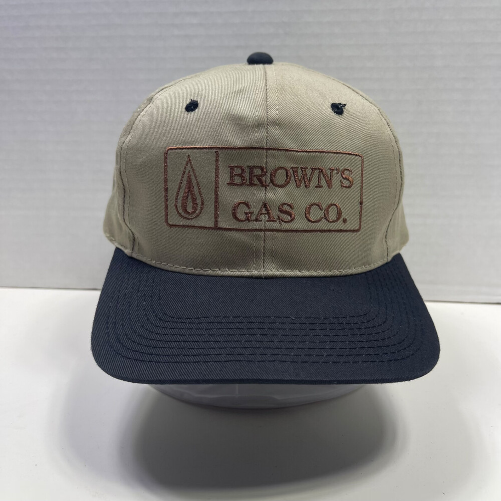 Vintage Youngan Headliners Trucker Hat Beige Browns Gas Company Strap Back Hat